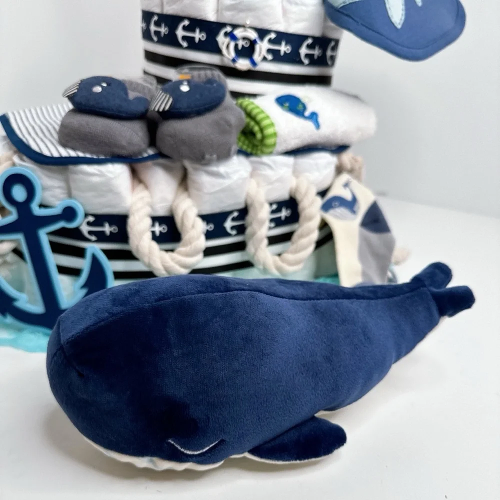 Ship Diaper Cake, Whale Diaper Cake, Nautical Theme